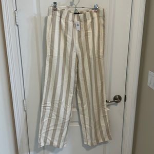 Banana Republic wide leg cream striped pants